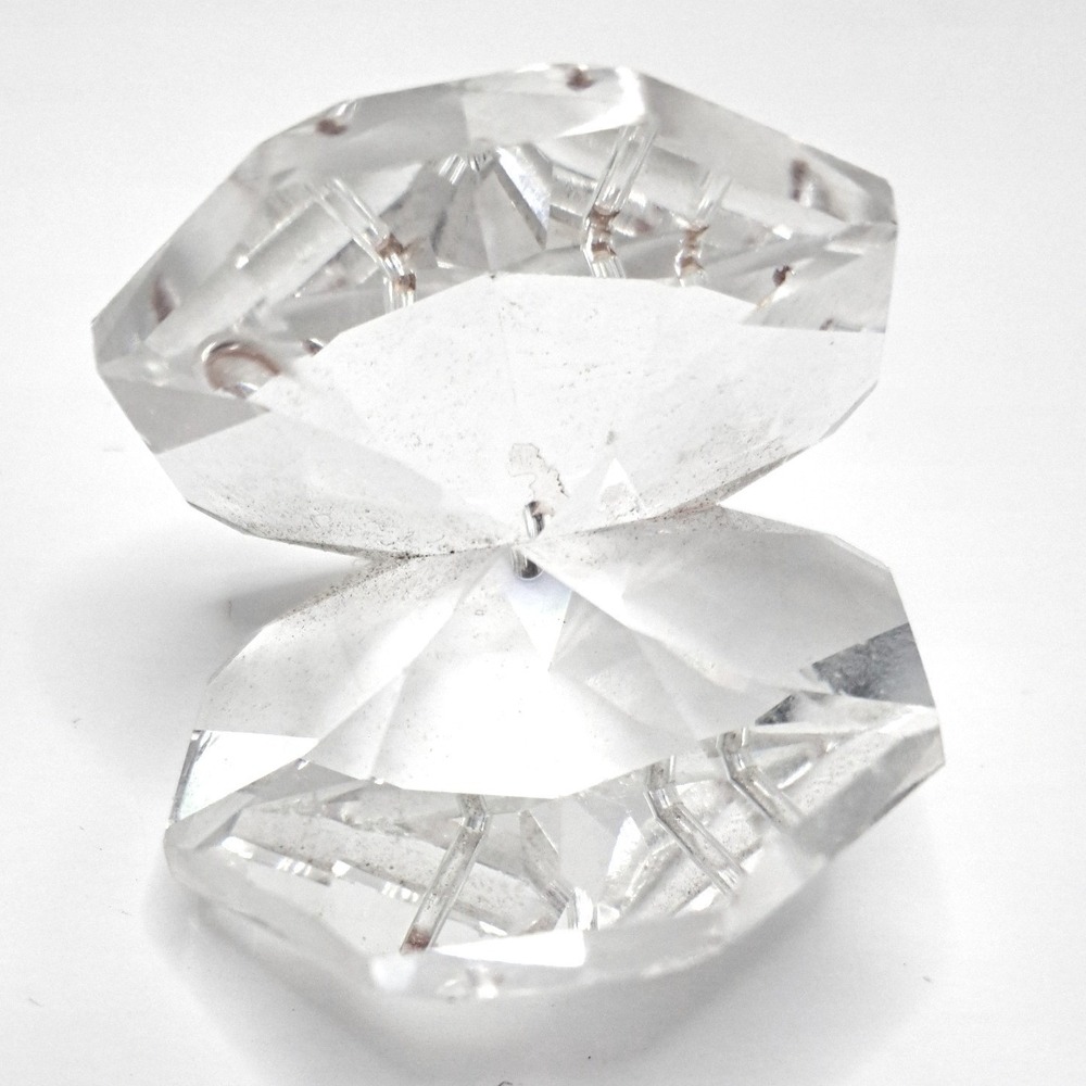 VTG Faceted Clear Crystal Prism Ornament Drilled Hanging Chandelier Style 1.5"